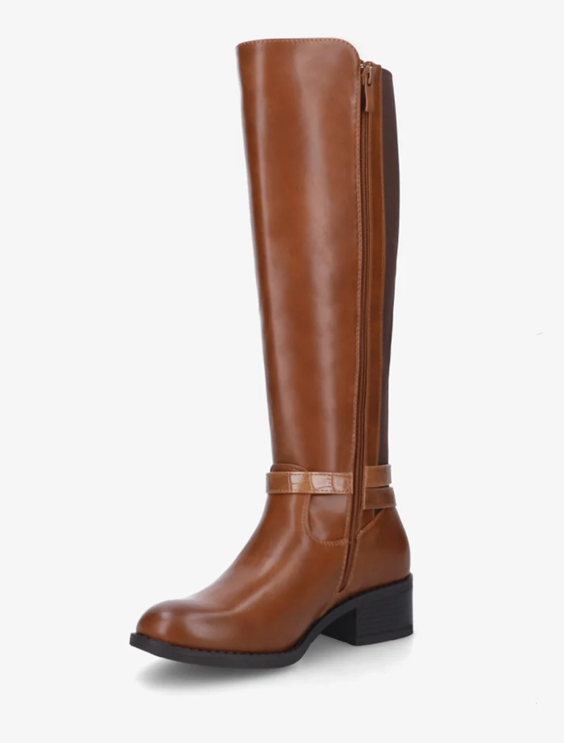 Bottes en simili style cavalière - Camel