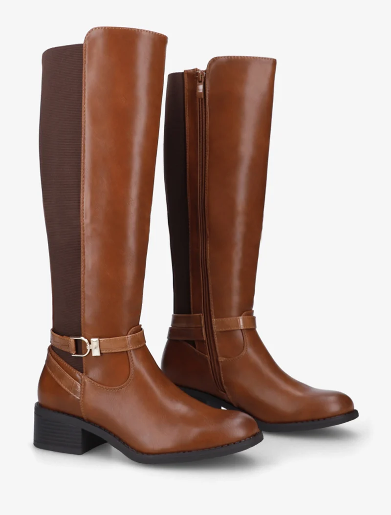 Bottes en simili style cavalière - Camel