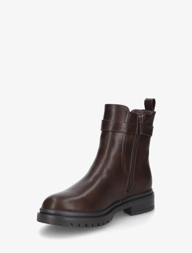 Bottines élastiquées à boucle et semelle crantée - Marron