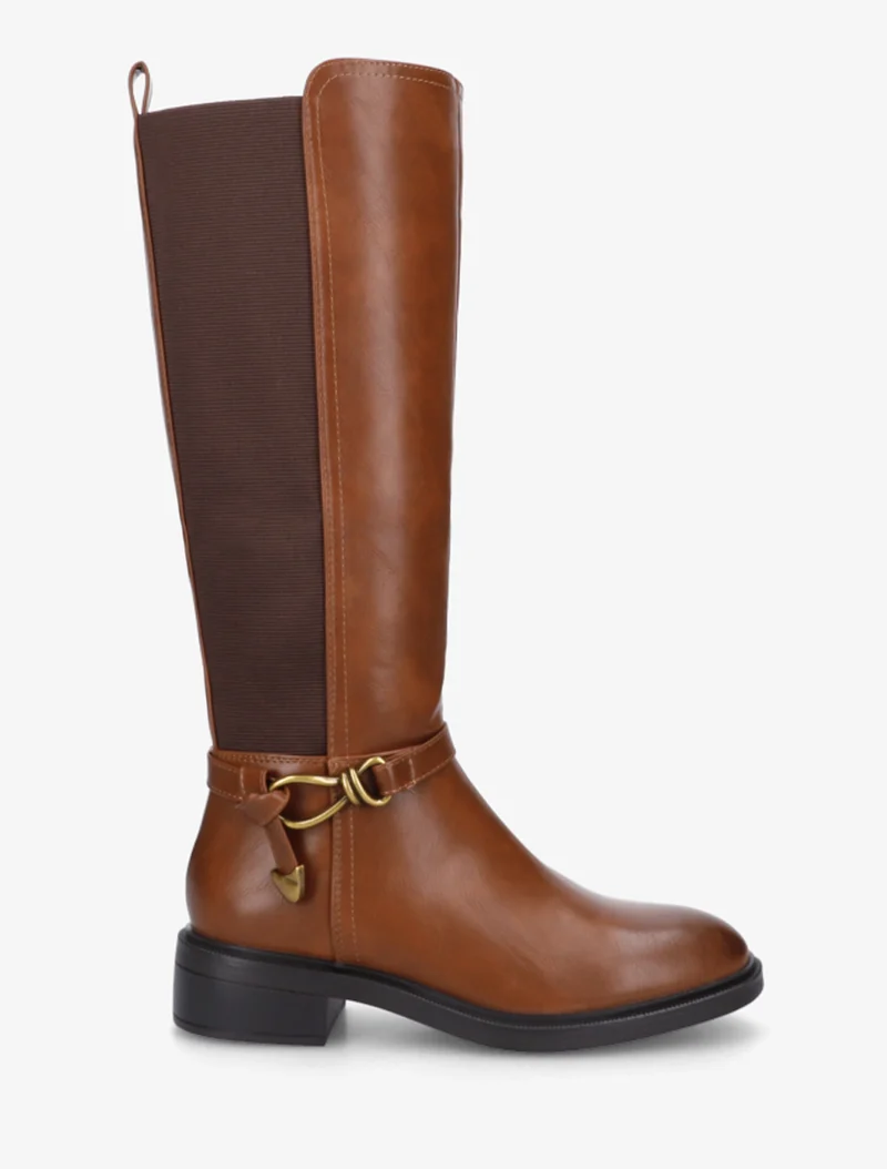 Bottes style cavalière à boucle fantaisie - Camel