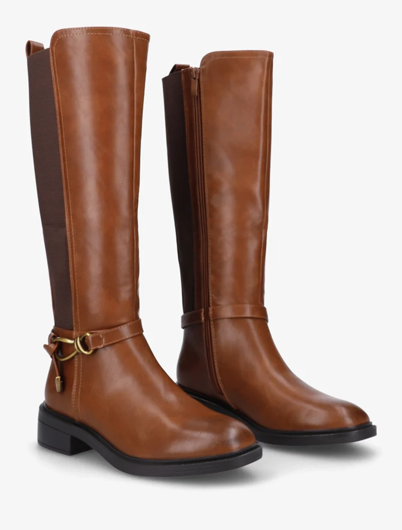 Bottes style cavalière à boucle fantaisie - Camel