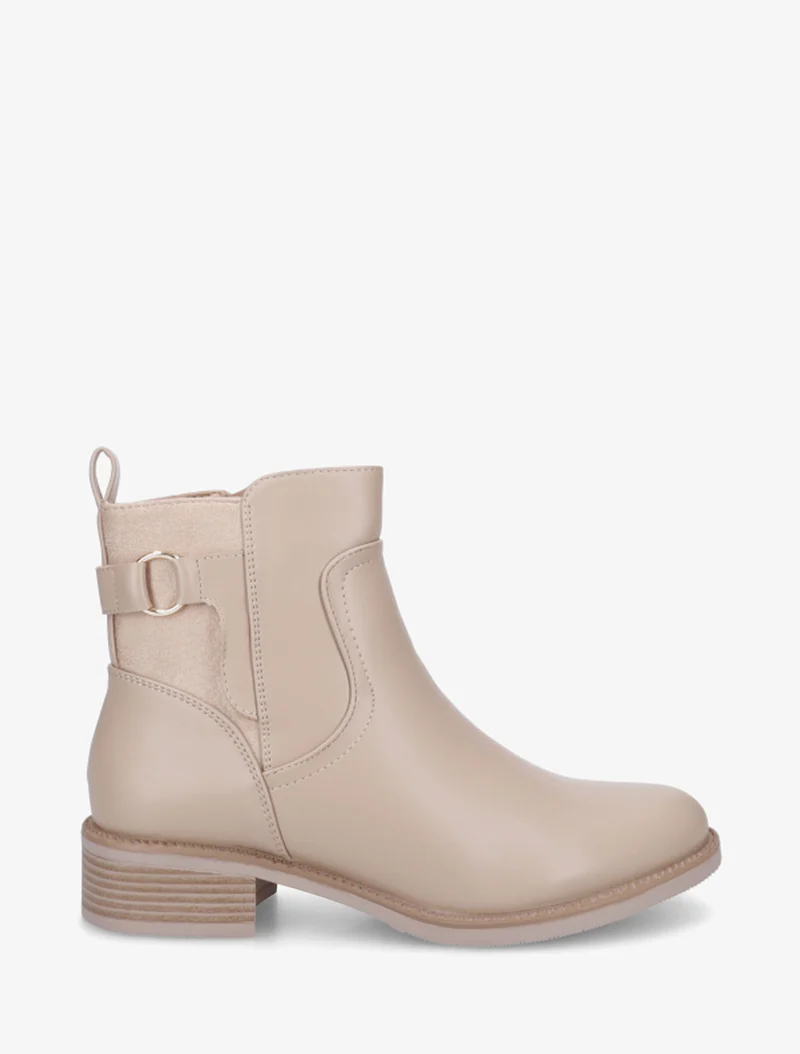 Bottines en simili et suédine - Taupe