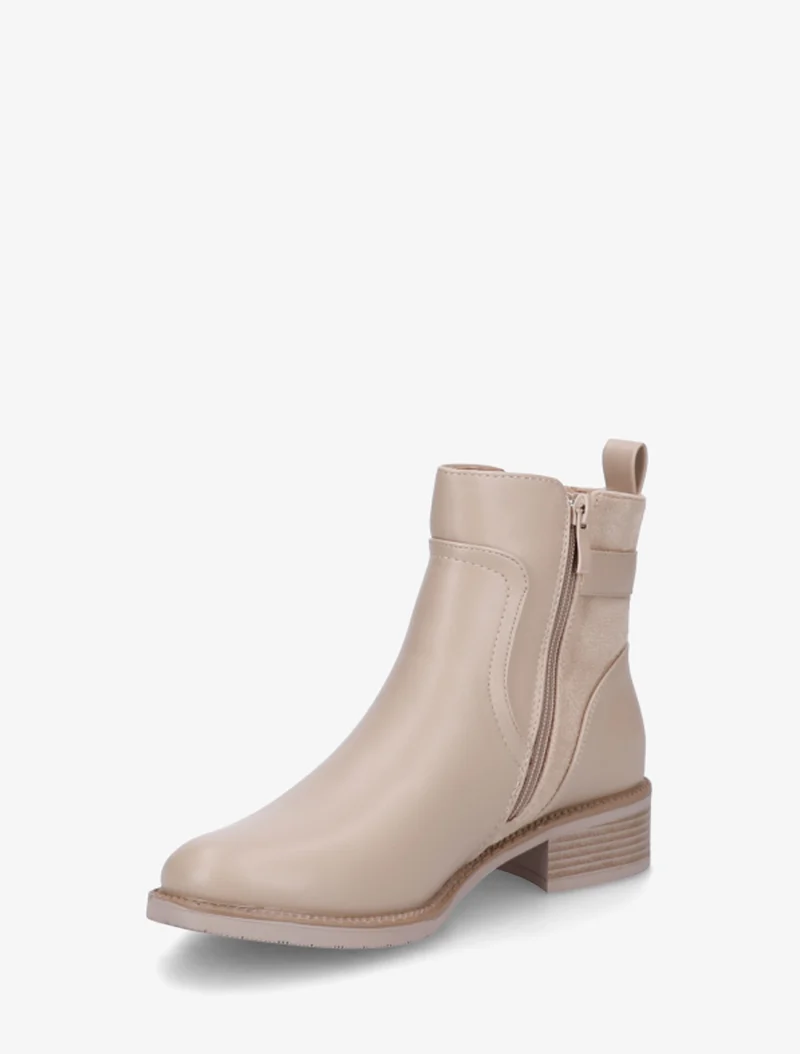 Bottines en simili et suédine - Taupe