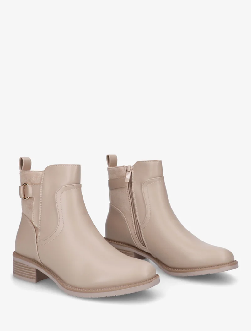Bottines en simili et suédine - Taupe