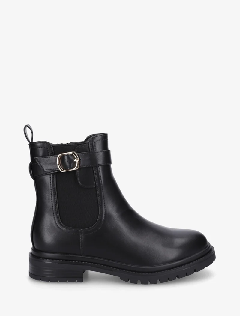 Bottines élastiquées à boucle et semelle crantée - Noir