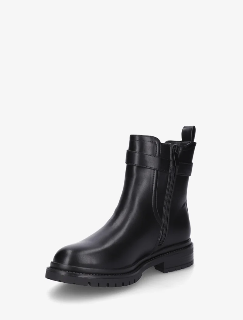 Bottines élastiquées à boucle et semelle crantée - Noir
