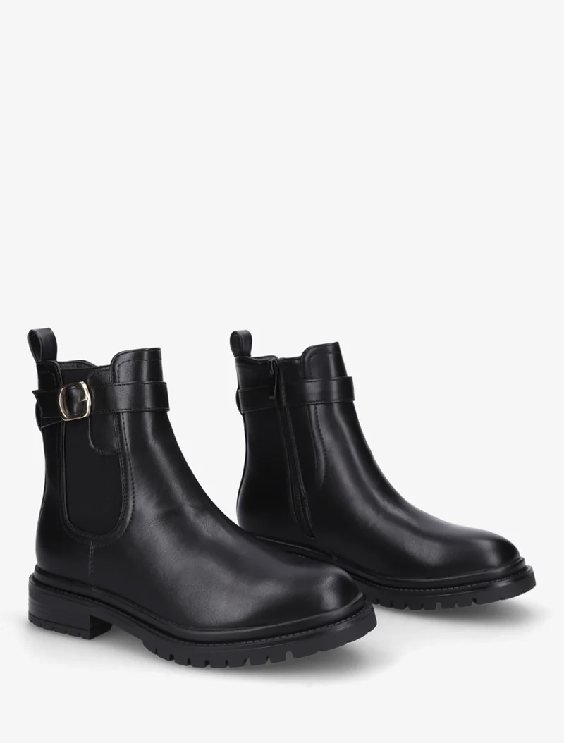 Bottines élastiquées à boucle et semelle crantée - Noir