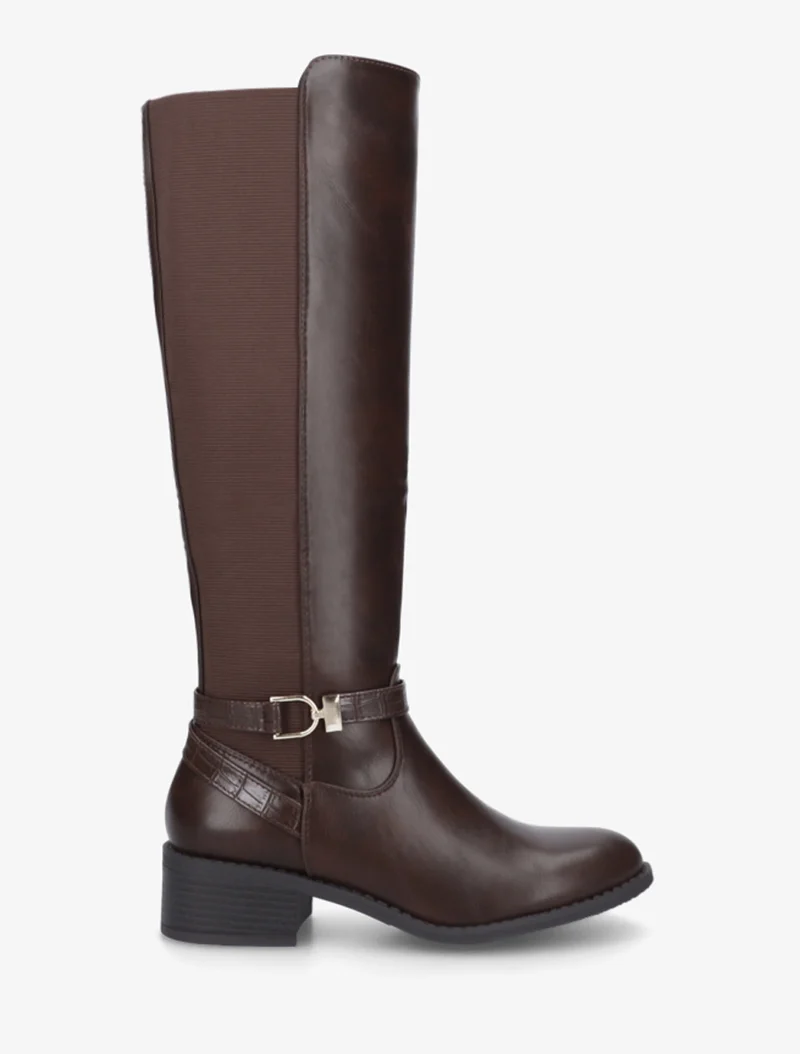 Bottes en simili style cavalière - Marron