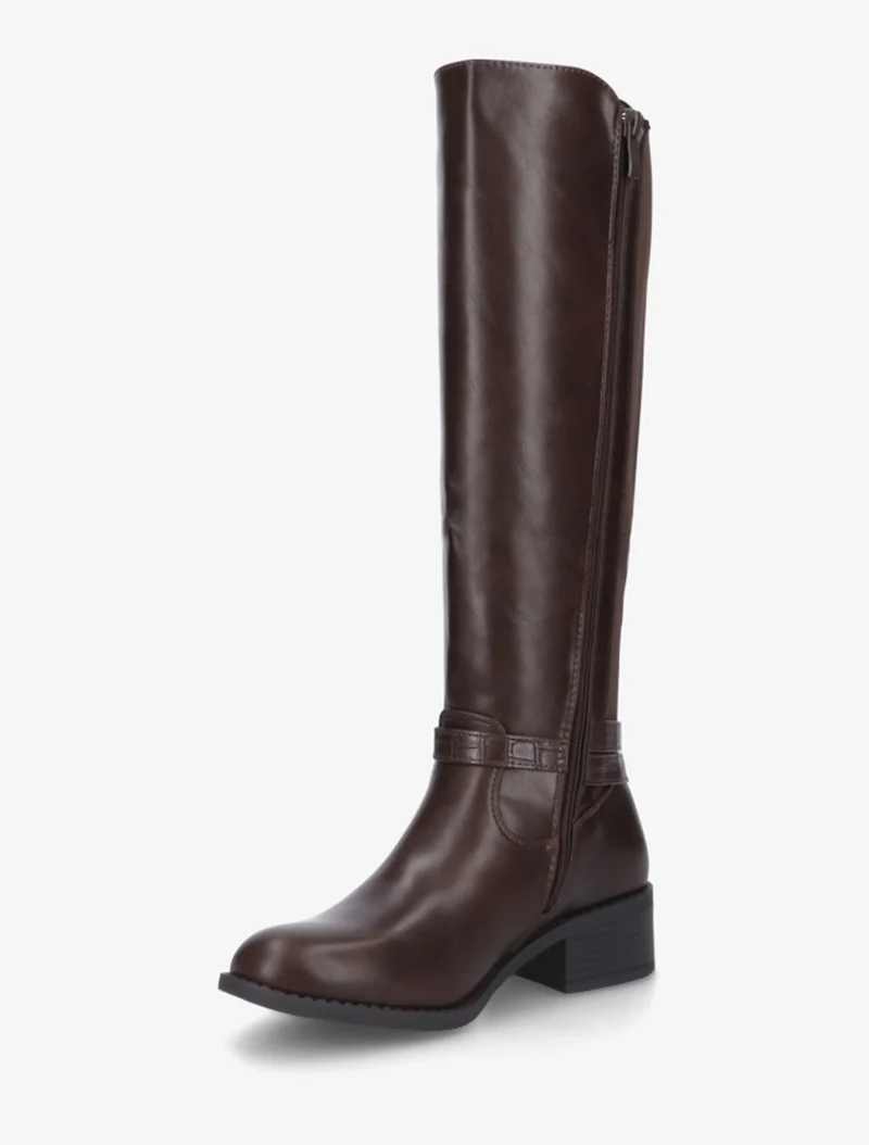 Bottes en simili style cavalière - Marron