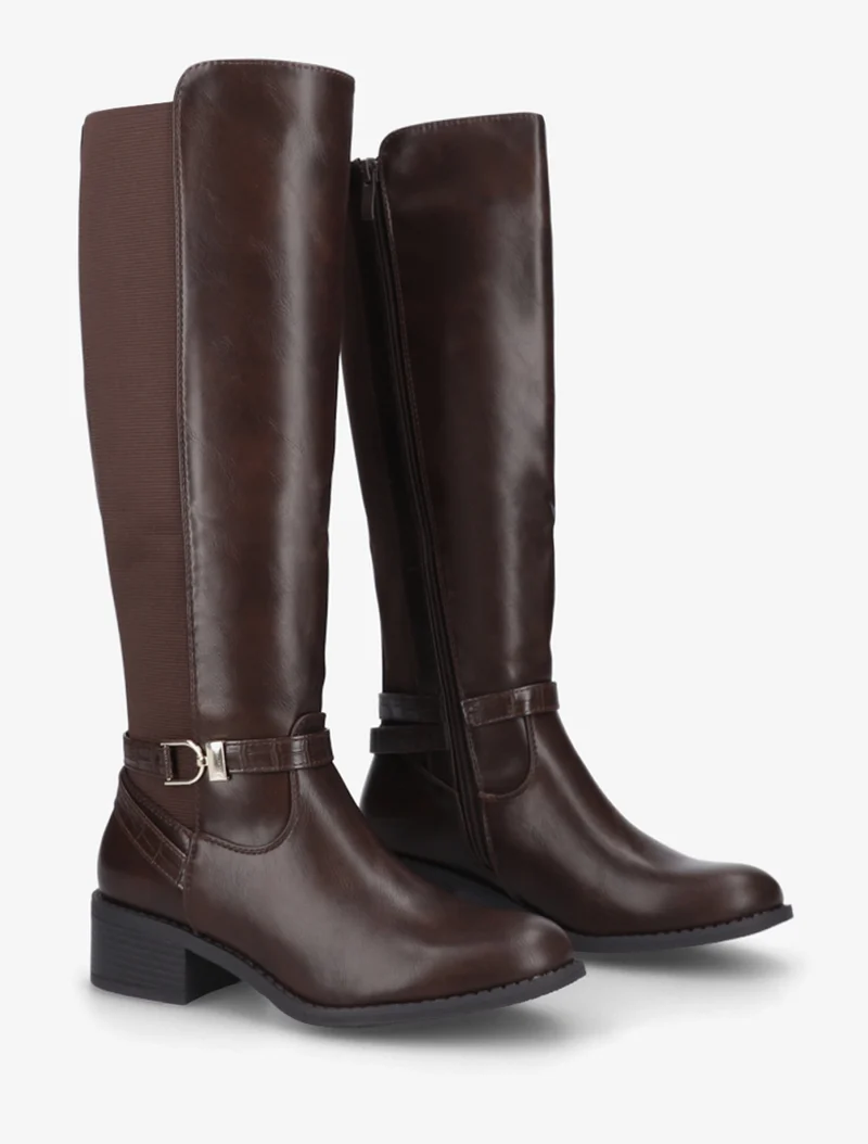 Bottes en simili style cavalière - Marron