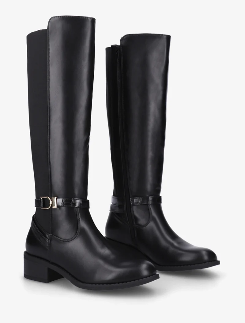 Bottes en simili style cavalière - Noir