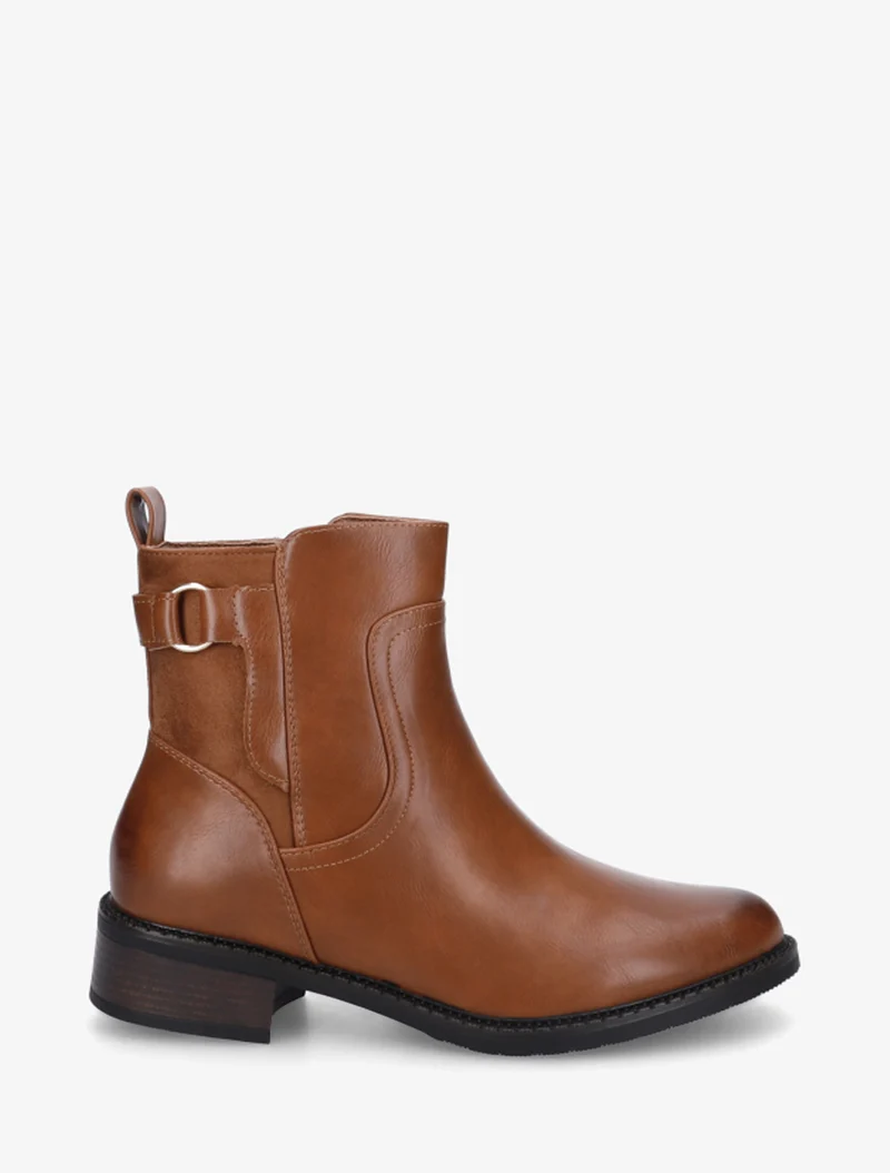 Bottines en simili et suédine - Camel