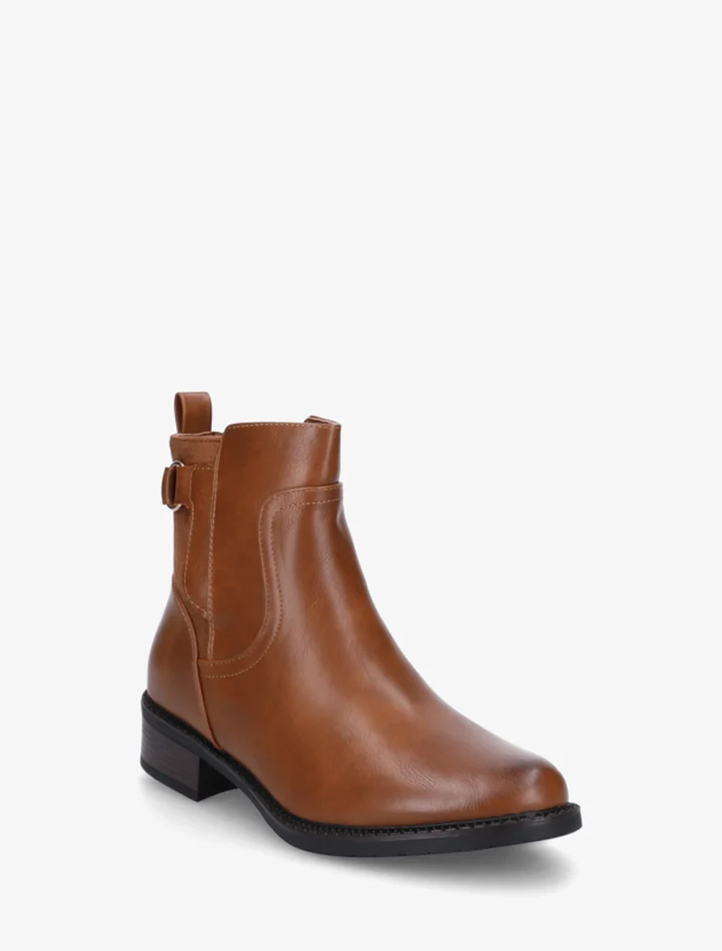 Bottines en simili et suédine - Camel