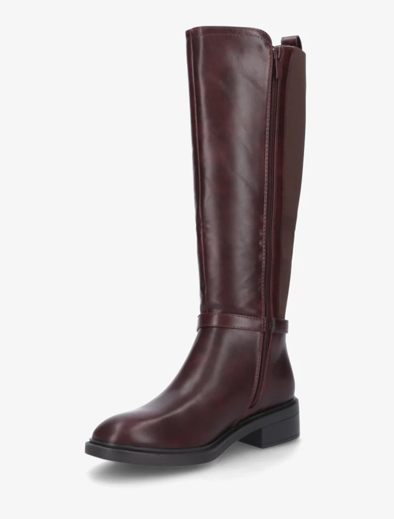 Bottes style cavalière à boucle fantaisie - Lie de vin