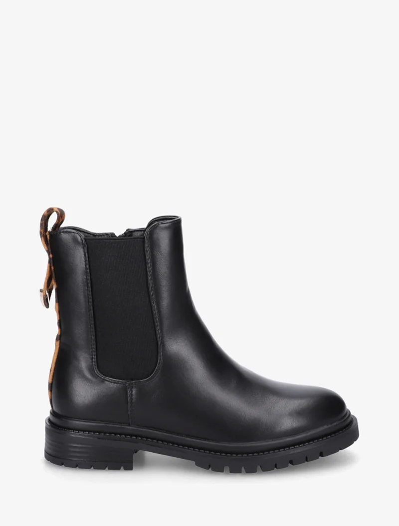 Chelsea boots à contrefort stylisé - Noir/léopard