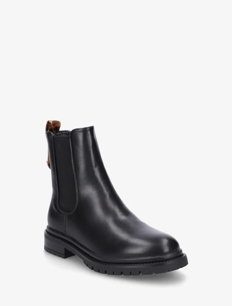 Chelsea boots à contrefort stylisé - Noir/léopard