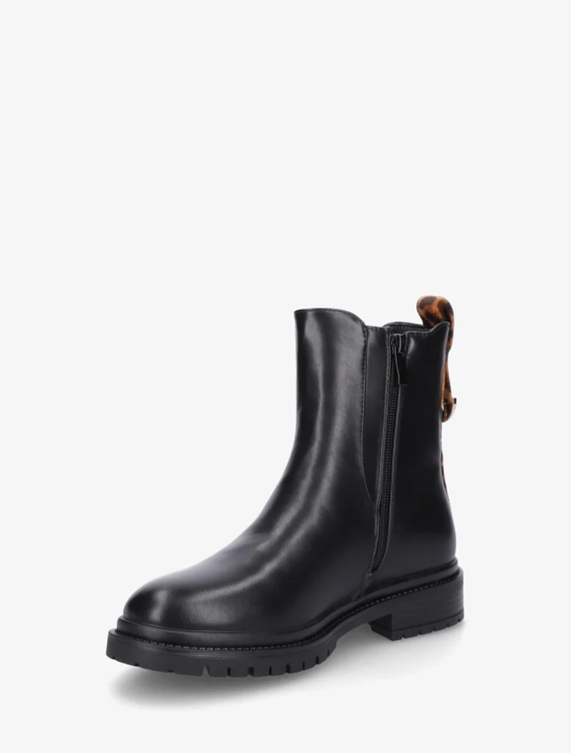 Chelsea boots à contrefort stylisé - Noir/léopard