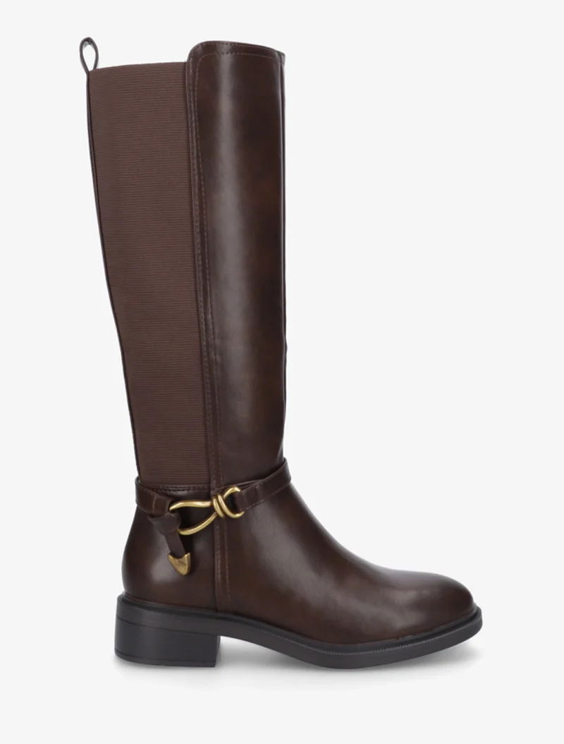 Bottes style cavalière à boucle fantaisie - Marron