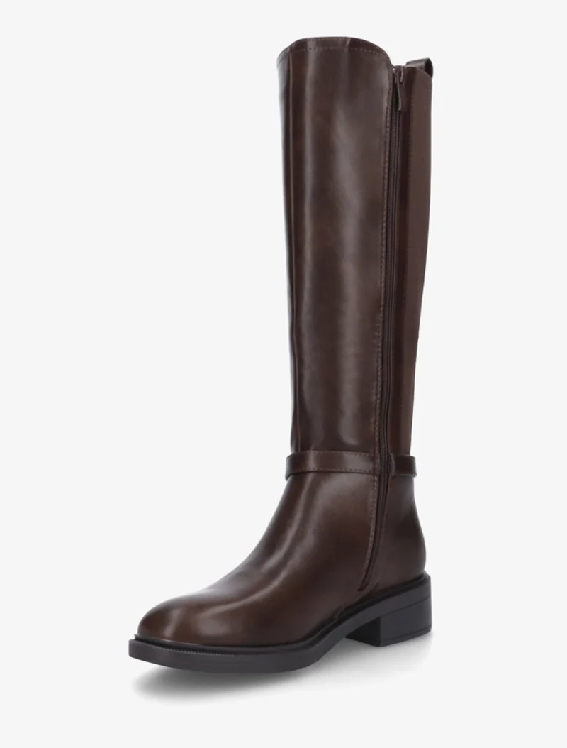 Bottes style cavalière à boucle fantaisie - Marron