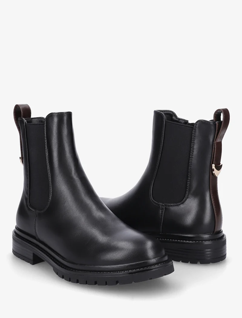 Chelsea boots à contrefort stylisé - Noir/marron