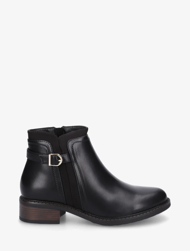 Bottines en simili à boucle et empiècement suédine - Noir