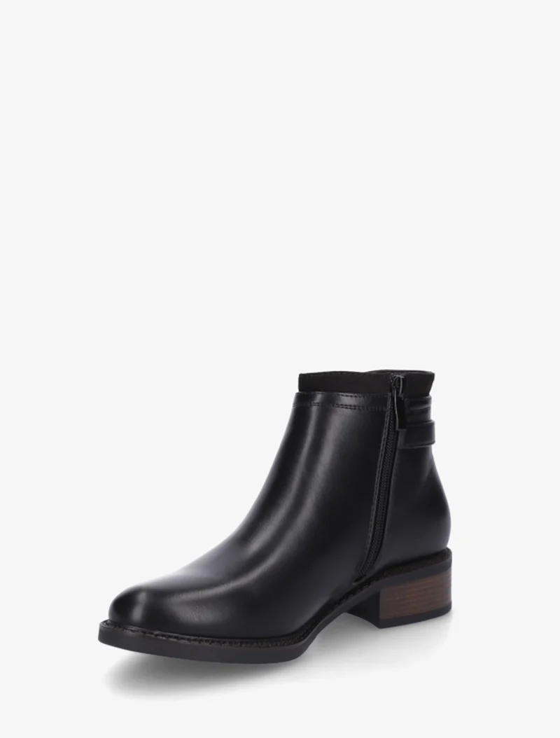 Bottines en simili à boucle et empiècement suédine - Noir