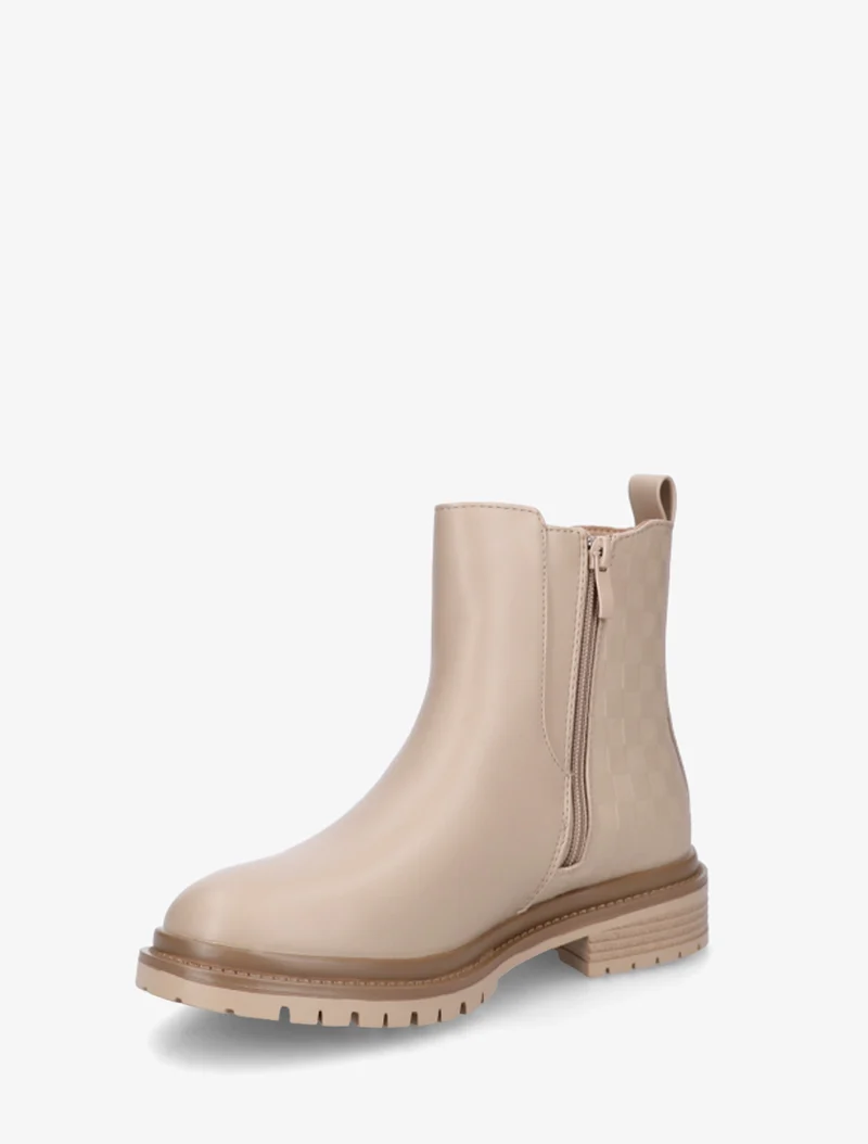 Bottines élastiquées à contrefort damier - Taupe