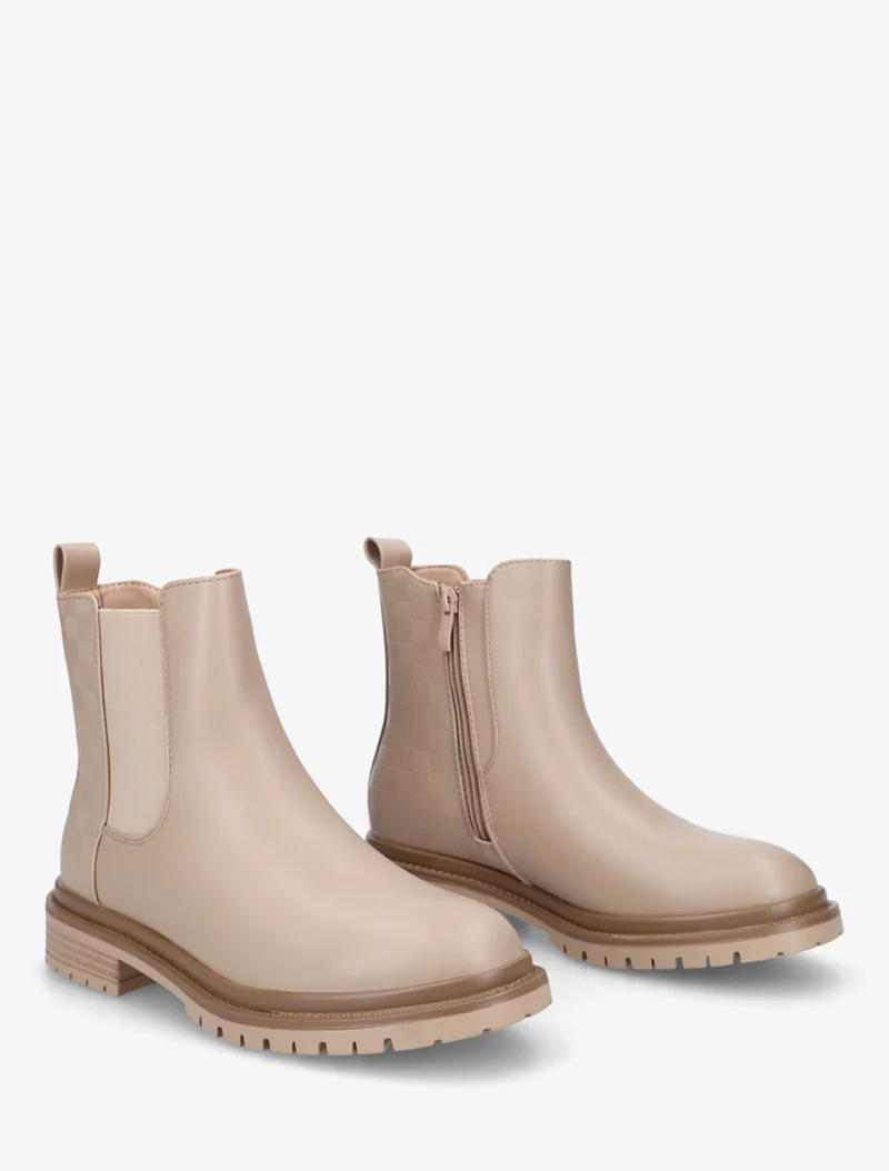 Bottines élastiquées à contrefort damier - Taupe