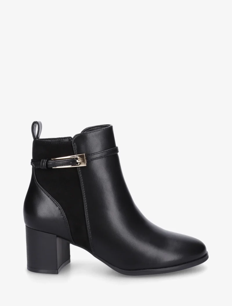 Bottines bimatière avec sangles - Noir