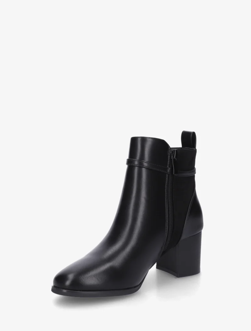 Bottines bimatière avec sangles - Noir