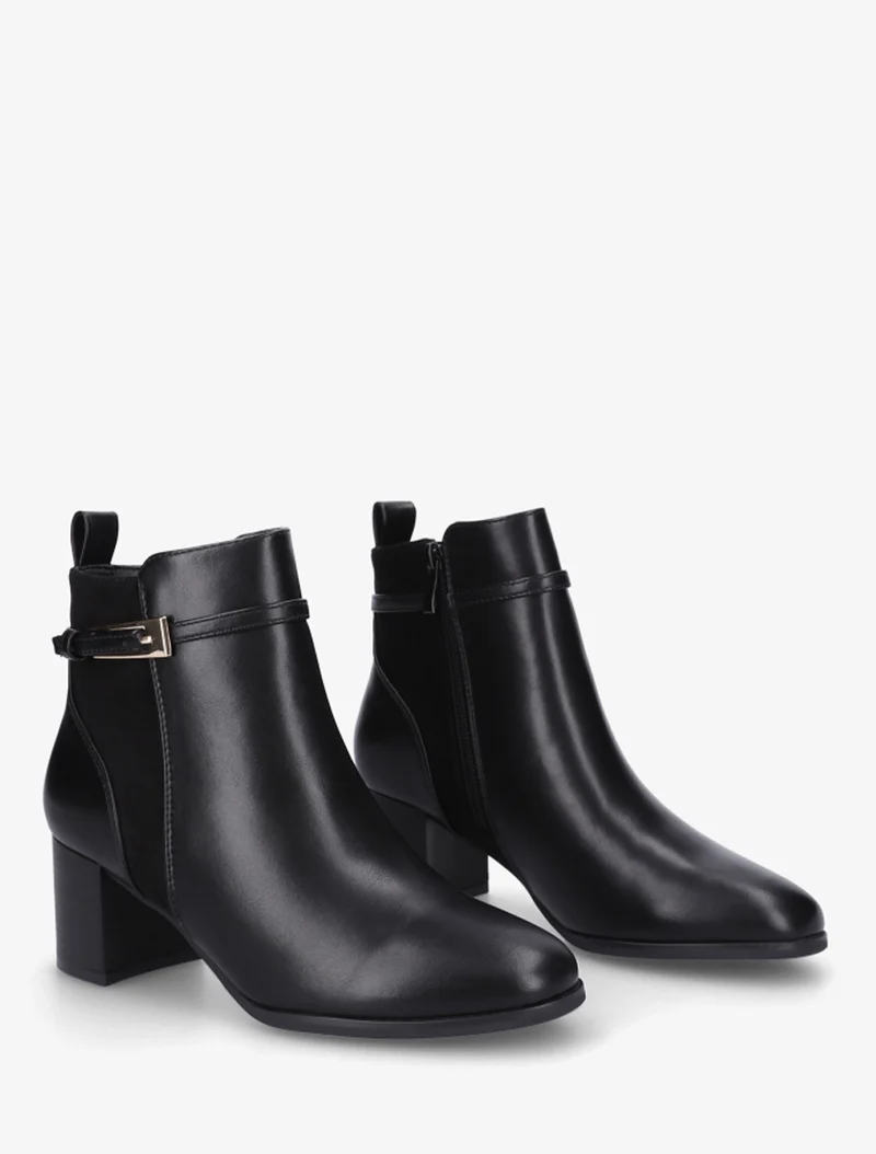 Bottines bimatière avec sangles - Noir