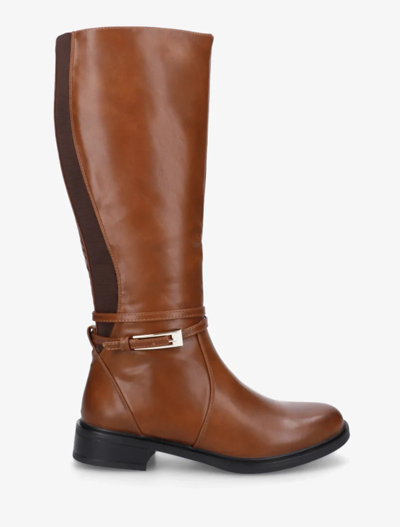 Bottes en simili à boucle rectangulaire - Camel