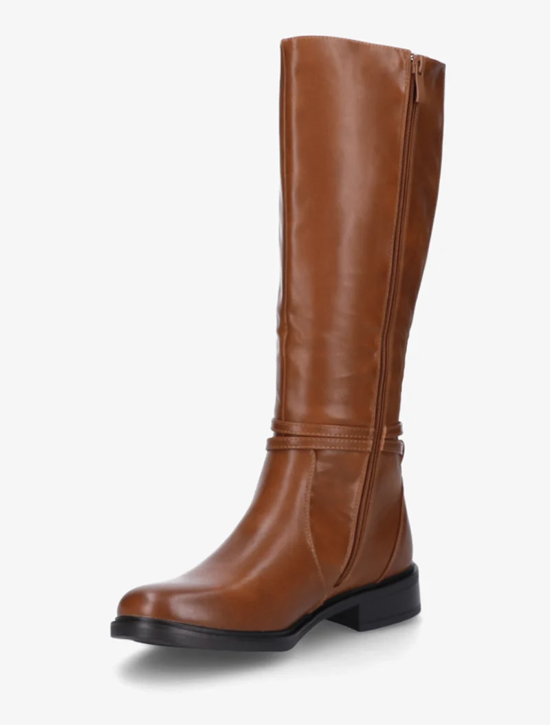 Bottes en simili à boucle rectangulaire - Camel