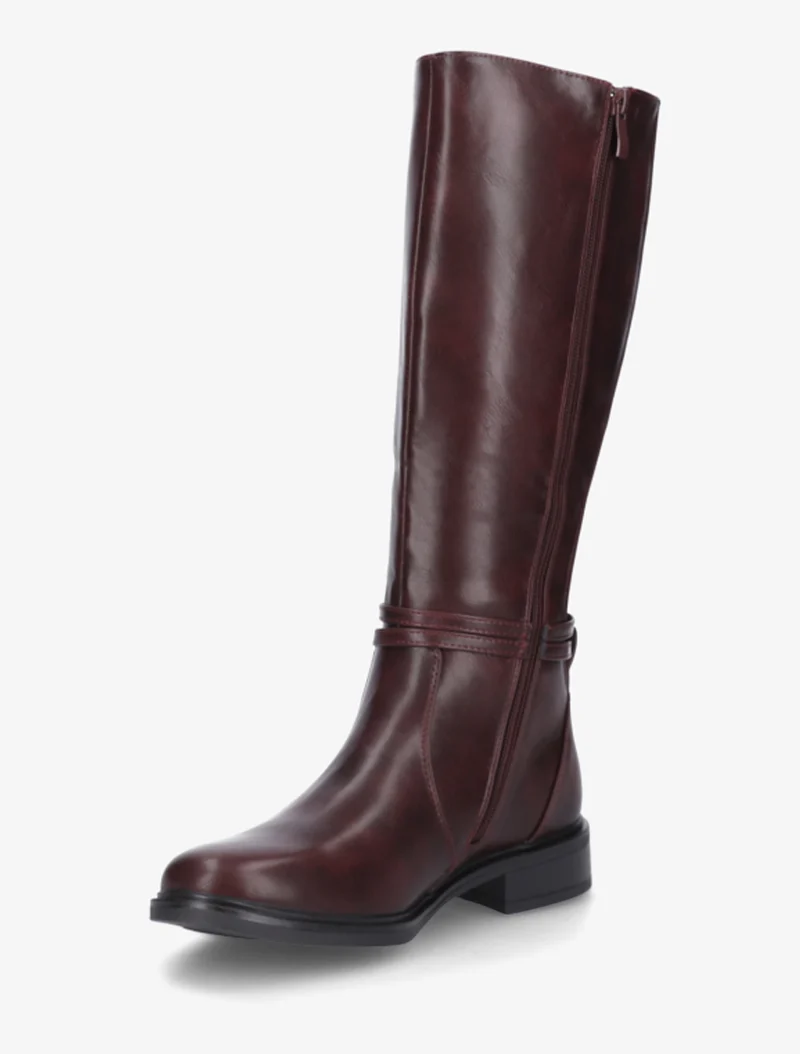 Bottes en simili à boucle rectangulaire - Lie de vin