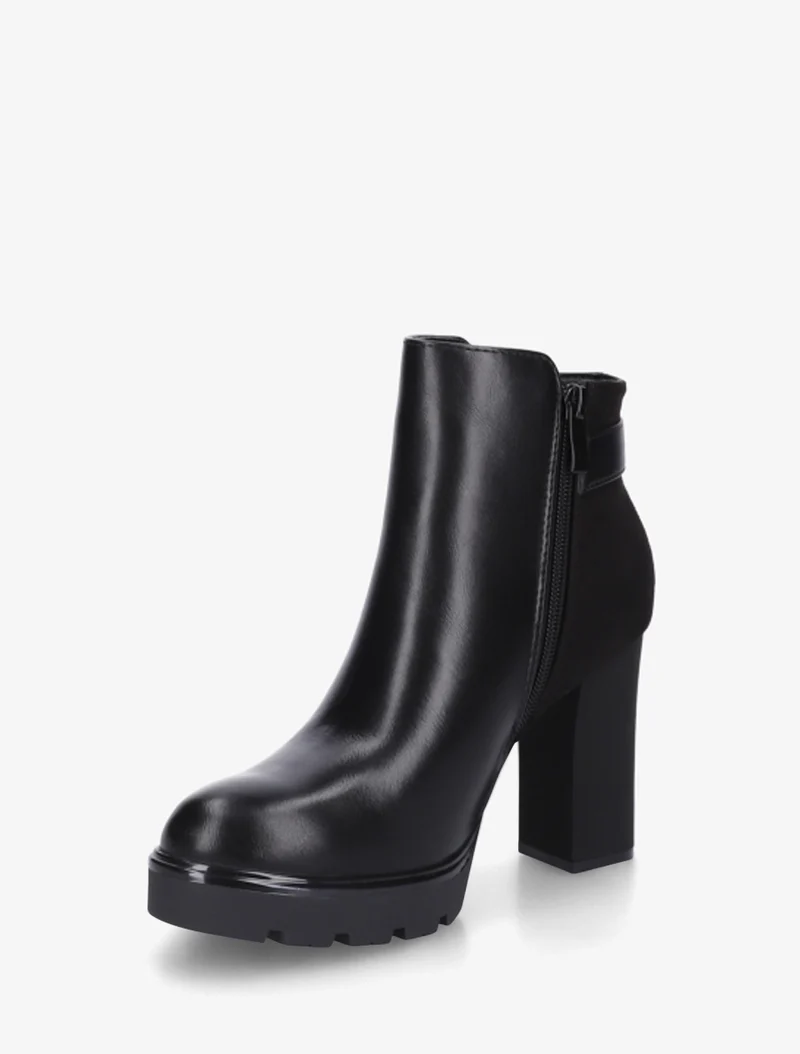 Bottines bimatière à zip décoratif - Noir
