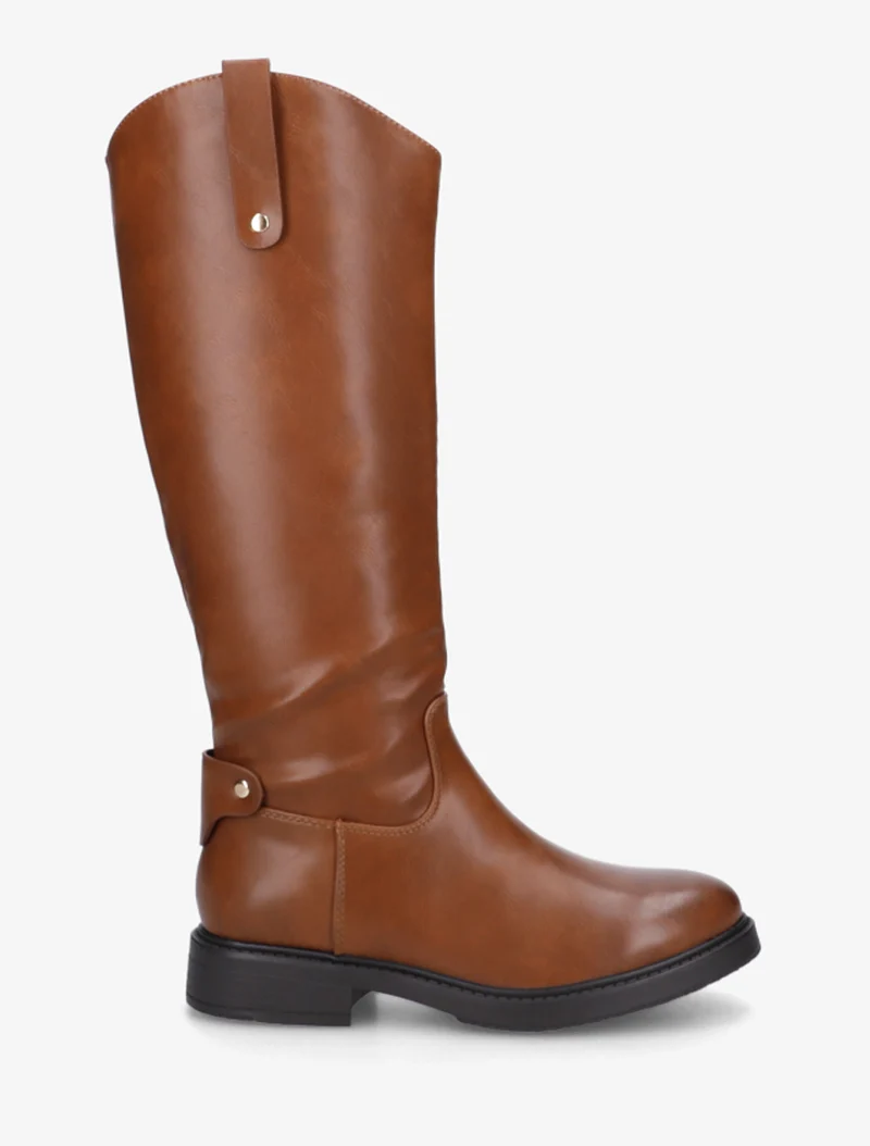 Bottes style cavalière en simili - Camel