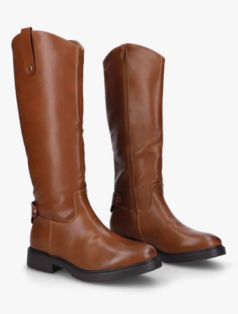 Bottes style cavalière en simili - Camel