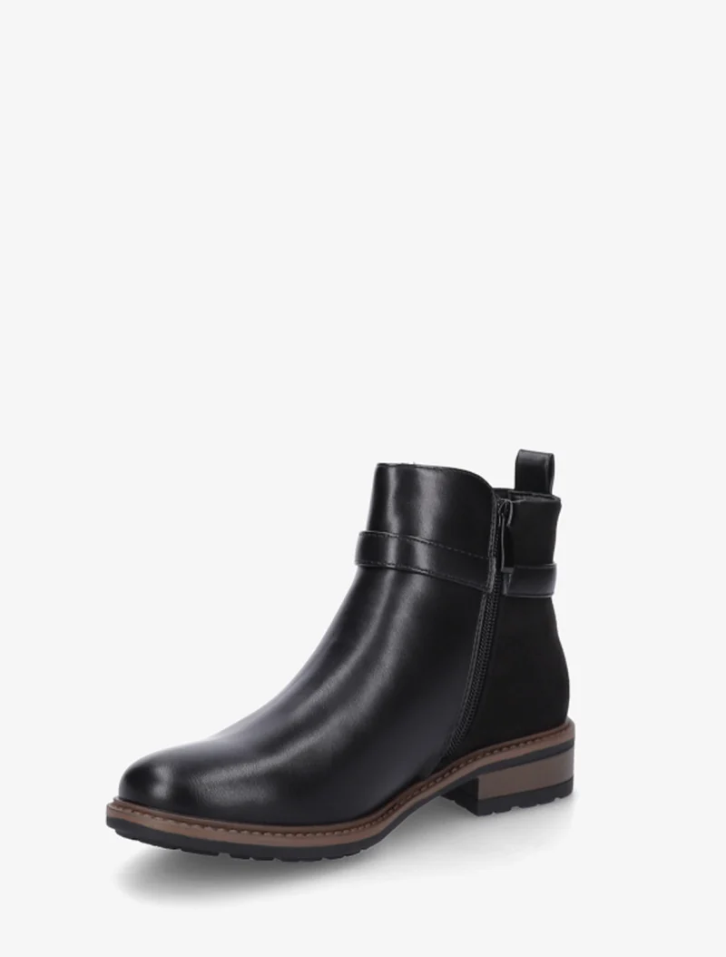Bottines élastiquées bimatière à boucle métallique - Noir