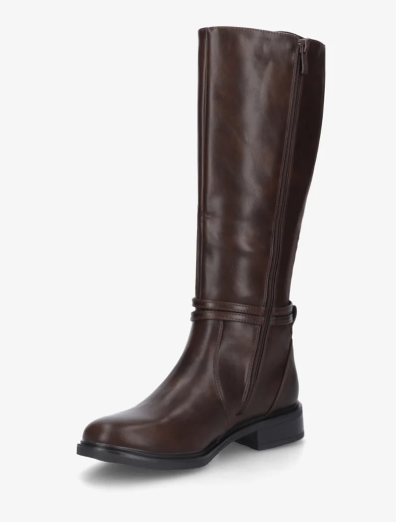 Bottes en simili à boucle rectangulaire - Marron