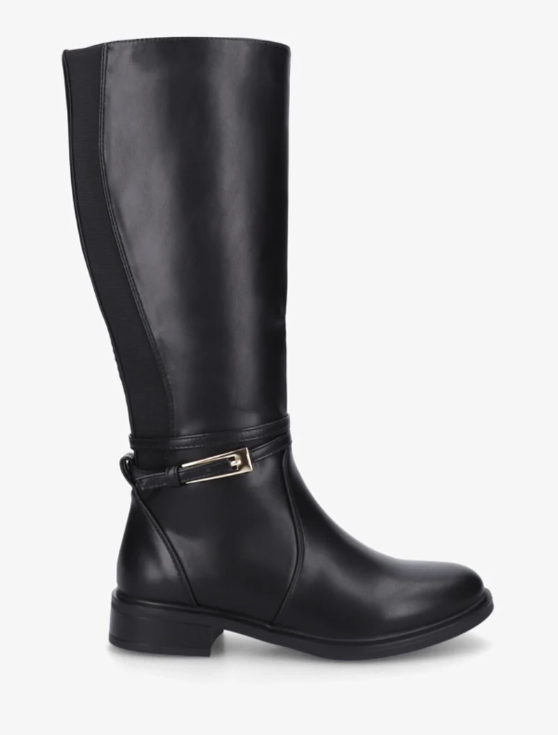 Bottes en simili à boucle rectangulaire - Noir