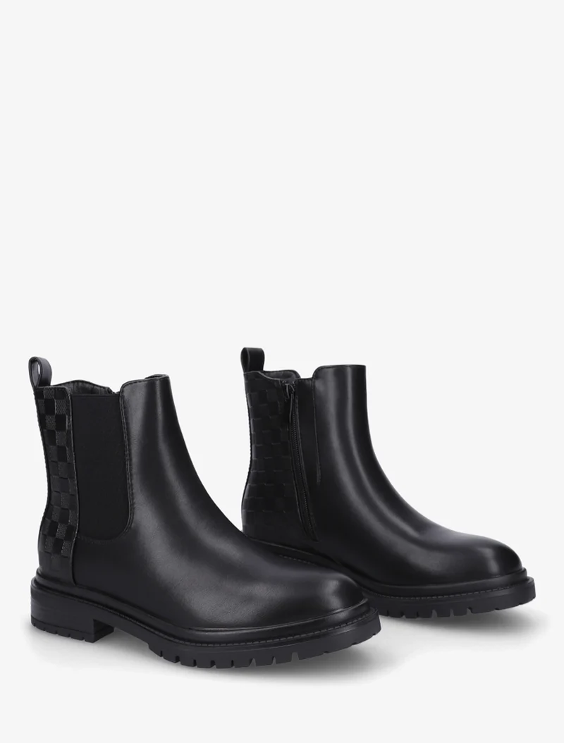 Bottines élastiquées à contrefort damier - Noir